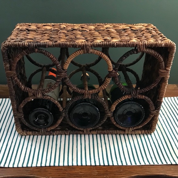 SOLD! Sturdy Boho Rattan Wine Rack - Picture 2 of 6